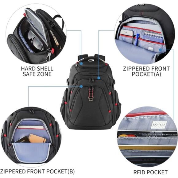 Travel Laptop Backpack 17.3 Inch XL Computer Backpack with Hard Shell - Picture 4 of 7
